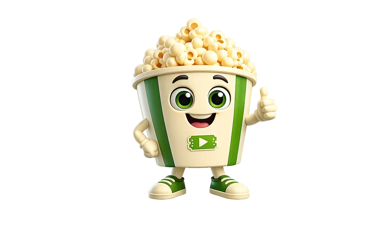 Mascotte popcorn Seenary faisant un pouce levé